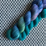 WATER LILIES with Teal Owl * Broadway Sparkle Sock Set * -- full-size skein with mini-skein -- ready to ship yarn
