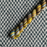 Tiger's Eye Shark -- mini-skein -- Broadway sparkle sock yarn-- ready to ship