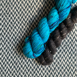 MERMAID PARADE with Black Tweed *DK Hat Set* -- Greenwich Village merino and LaGuardia tweed DK yarn-- ready to ship