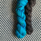 MERMAID PARADE with Black Tweed *DK Hat Set* -- Greenwich Village merino and LaGuardia tweed DK yarn-- ready to ship