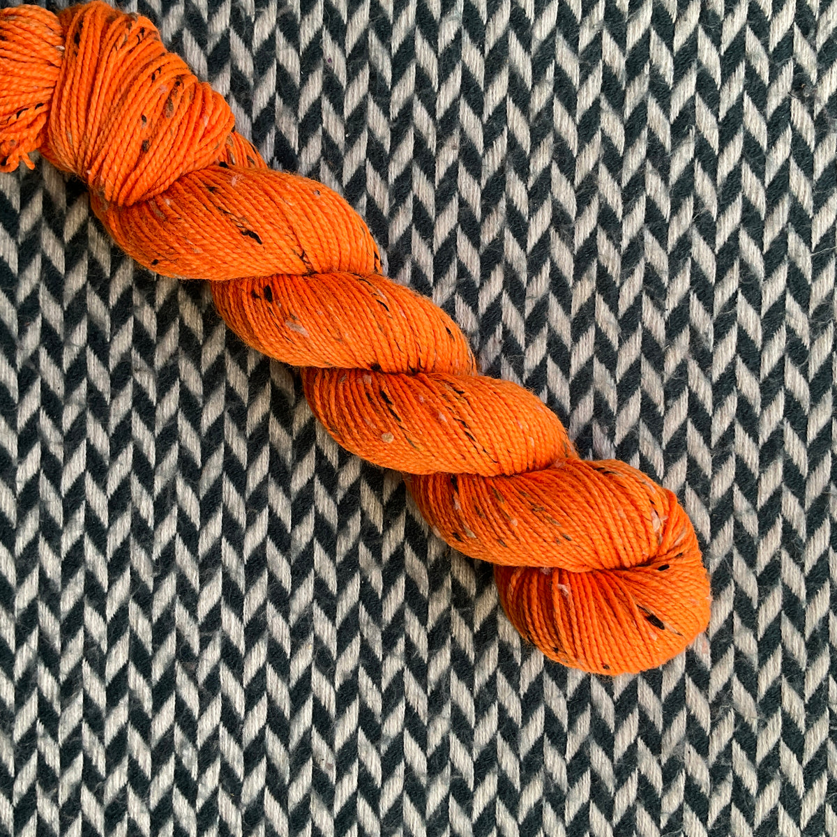 HIGHLIGHTER ORANGE -- Half-Skein -- Alphabet City tweed sock yarn