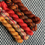 Crunchy Leaves *5 Mini-Skein Set* -- Broadway sparkle sock yarn -- ready to ship