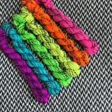 Highlighter Pack *6 Mini-Skein Set* -- Wave Hill zebra fingering yarn -- ready to ship