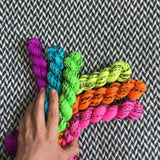 Highlighter Pack *6 Mini-Skein Set* -- Wave Hill zebra fingering yarn -- ready to ship