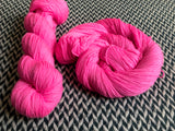 HIGHLIGHTER PINK -- Broadway sparkle sock yarn -- ready to ship