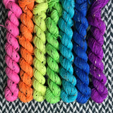 Highlighter Bonus Pack *7 Mini-Skein Set* -- Alphabet City tweed sock yarn -- ready to ship