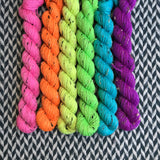 Highlighter Pack *6 Mini-Skein Set* -- Alphabet City tweed sock yarn -- ready to ship