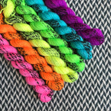 Highlighter Pack *6 Mini-Skein Set* -- Wave Hill zebra fingering yarn -- ready to ship