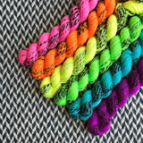 Highlighter Pack *6 Mini-Skein Set* -- Wave Hill zebra fingering yarn -- ready to ship