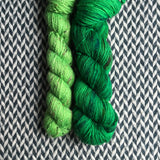 JALAPEÑO POPPERS with Lime Tweed *DK Hat Set* -- Greenwich Village merino and LaGuardia tweed DK yarn-- ready to ship