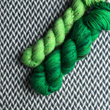 JALAPEÑO POPPERS with Lime Tweed *DK Hat Set* -- Greenwich Village merino and LaGuardia tweed DK yarn-- ready to ship