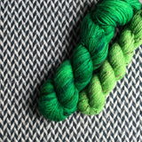 JALAPEÑO POPPERS with Lime Tweed *DK Hat Set* -- Greenwich Village merino and LaGuardia tweed DK yarn-- ready to ship