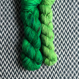 JALAPEÑO POPPERS with Lime Tweed *DK Hat Set* -- Greenwich Village merino and LaGuardia tweed DK yarn-- ready to ship