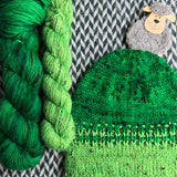 JALAPEÑO POPPERS with Lime Tweed *DK Hat Set* -- Greenwich Village merino and LaGuardia tweed DK yarn-- ready to ship