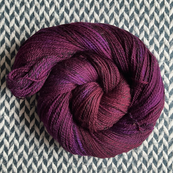 PINOT NOIR -- Wave Hill zebra fingering yarn -- ready top