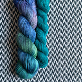 WATER LILIES with Teal Owl * Broadway Sparkle Sock Set * -- full-size skein with mini-skein -- ready to ship yarn