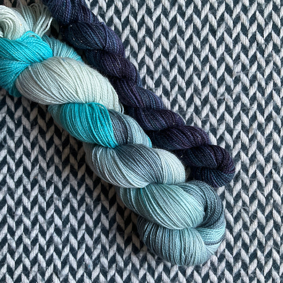 AGAVE with Black Opal * Broadway Sparkle Sock Set * -- full-size skein with mini-skein -- ready to ship yarn
