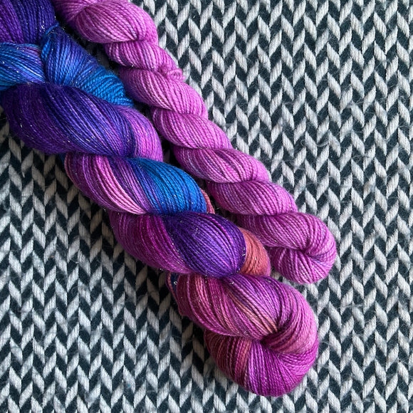 SUNSET DREAMS with Pink Clouds * Broadway Sparkle Sock Set * -- full-size skein with mini-skein -- ready to ship yarn