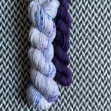 EXPLODING BLUEBERRIES and Violet Variety * Broadway Sparkle Sock Set * -- full-size skein with mini-skein -- ready to ship yarn