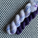EXPLODING BLUEBERRIES and Violet Variety * Broadway Sparkle Sock Set * -- full-size skein with mini-skein -- ready to ship yarn