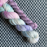 BUTTERCREAM and Lilac Bay * Broadway Sparkle Sock Set * -- full-size skein with mini-skein -- ready to ship yarn