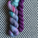 BLACK PEARL and Velveteen * Broadway Sparkle Sock Set * -- full-size skein with mini-skein -- ready to ship yarn