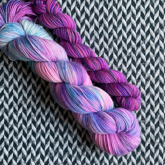 DAYDREAM MERMAID and Creature from the Grape Lagoon * Broadway Sparkle Sock Set * -- full-size skein with mini-skein -- ready to ship yarn