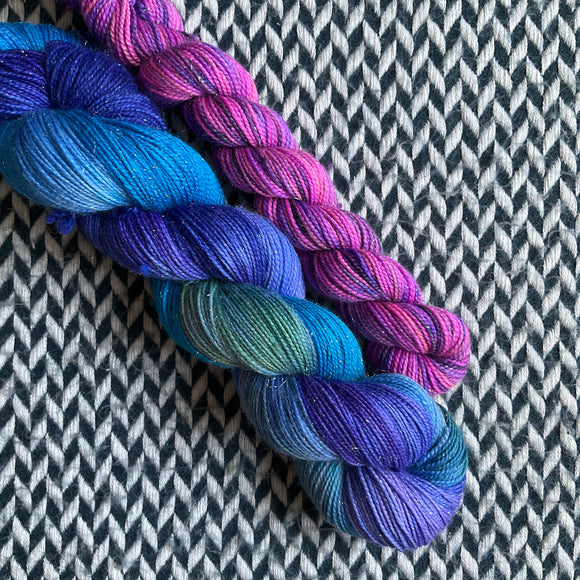 SEA DREAMS with Creature from the Grape Lagoon * Broadway Sparkle Sock Set * -- full-size skein with mini-skein -- ready to ship yarn
