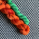 PUNKIN CHUNKIN and Green Beer * Broadway Sparkle Sock Set * -- full-size skein with mini-skein -- ready to ship yarn