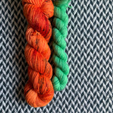 PUNKIN CHUNKIN and Green Beer * Broadway Sparkle Sock Set * -- full-size skein with mini-skein -- ready to ship yarn
