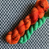 PUNKIN CHUNKIN and Green Beer * Broadway Sparkle Sock Set * -- full-size skein with mini-skein -- ready to ship yarn