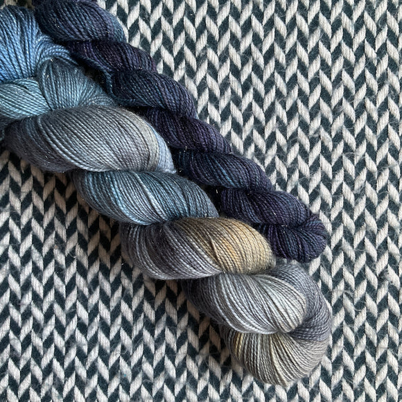 ROOKERY with Black Opal * Broadway Sparkle Sock Set * -- full-size skein with mini-skein -- ready to ship yarn