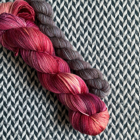 SANDALWOOD with Turkey Vulture * Broadway Sparkle Sock Set * -- full-size skein with mini-skein -- ready to ship yarn