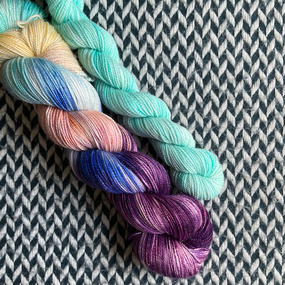 TWILIGHT SYMPHONY with Sea Glass * Broadway Sparkle Sock Set * -- full-size skein with mini-skein -- ready to ship yarn