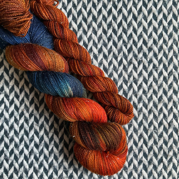 BEAUTI-FALL with Spicetacular * Broadway Sparkle Sock Set * -- full-size skein with mini-skein -- ready to ship yarn