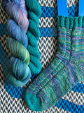WATER LILIES with Teal Owl * Broadway Sparkle Sock Set * -- full-size skein with mini-skein -- ready to ship yarn