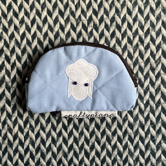 SHEEPISH PALE BLUE -- small notion pouch with zipper -- ready to ship