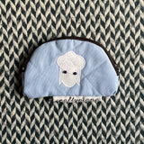 SHEEPISH PALE BLUE -- small notion pouch with zipper -- ready to ship