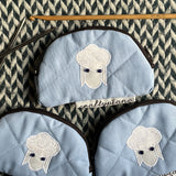 SHEEPISH PALE BLUE -- small notion pouch with zipper -- ready to ship