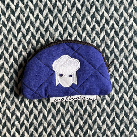 SHEEPISH DARK BLUE -- small notion pouch with zipper -- ready to ship
