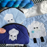 SHEEPISH PALE BLUE -- small notion pouch with zipper -- ready to ship