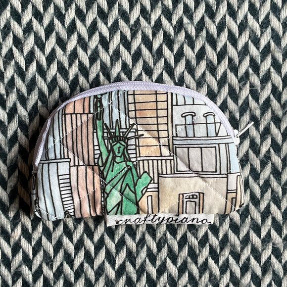 NYC Watercolors -- small notion pouch with zipper -- ready to ship
