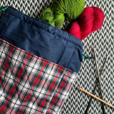 HEARTY PLAID -- project bag -- ready to ship