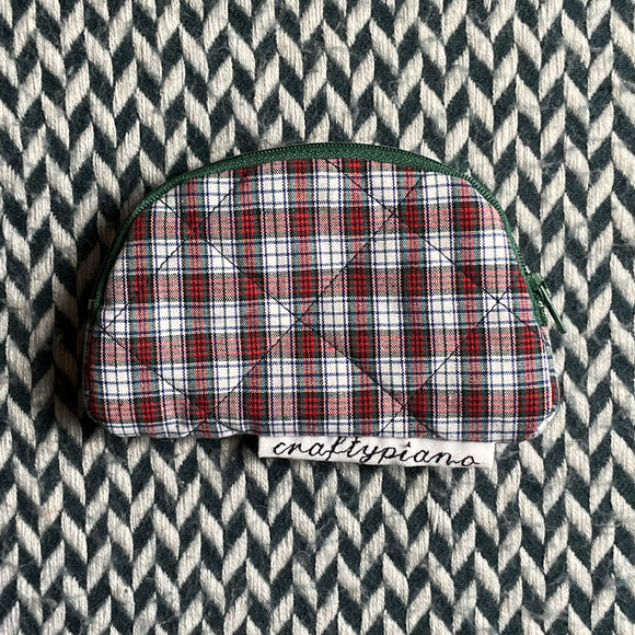 Dainty Plaid -- small notion pouch with zipper -- ready to ship