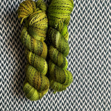 RESTING GRINCH FACE -- Wave Hill zebra fingering yarn -- ready to ship