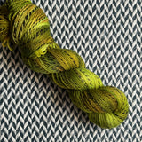 RESTING GRINCH FACE -- Wave Hill zebra fingering yarn -- ready to ship