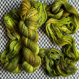 RESTING GRINCH FACE -- Wave Hill zebra fingering yarn -- ready to ship
