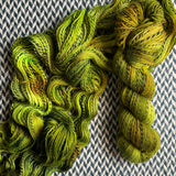 RESTING GRINCH FACE -- Wave Hill zebra fingering yarn -- ready to ship
