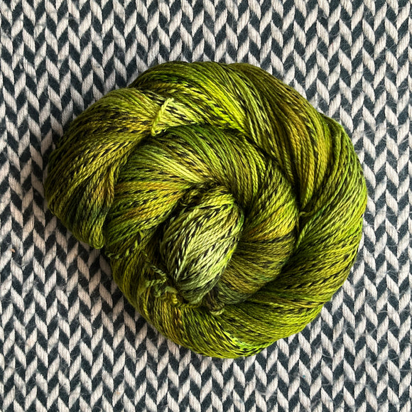 RESTING GRINCH FACE -- Wave Hill zebra fingering yarn -- ready to ship