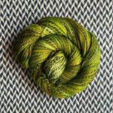 RESTING GRINCH FACE -- Wave Hill zebra fingering yarn -- ready to ship